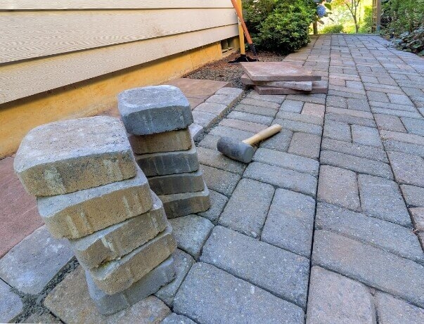 Bricks being installed