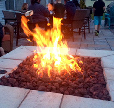 Fire pit being used in a party